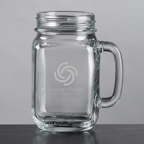 Custom Barware Glasses - Beer Glasses - Roswell Drinking Jar - Deep Etch