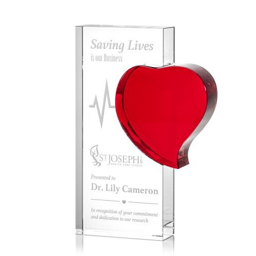 Awards and Plaques - Crystal Trophies - Sadler Heart Rectangle Crystal Trophy