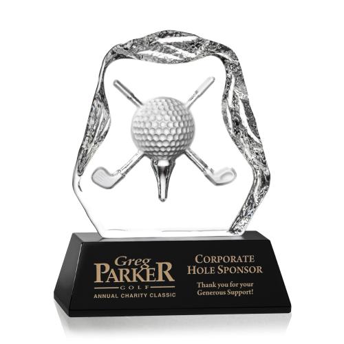 Awards and Plaques - Crystal Trophies - Hilliard Golf Black Crystal Trophy