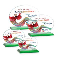 Woods (Horiz) Full Color Green Circle Crystal Trophy - Custom Trophies