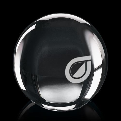 Awards and Plaques - Crystal Trophies - Optical Sphere Globe Crystal Trophy