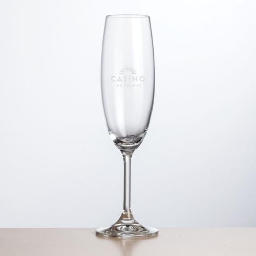 Custom Barware Glasses - Champagne Glasses - Neptune Flute - Deep Etch