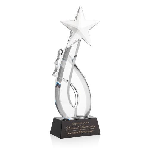Awards and Plaques - Crystal Trophies - Stover Shooting Star Black Crystal Trophy
