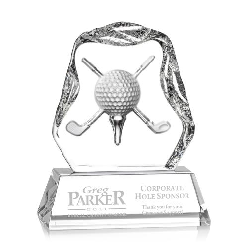 Awards and Plaques - Crystal Trophies - Hilliard Golf Optical Crystal Trophy