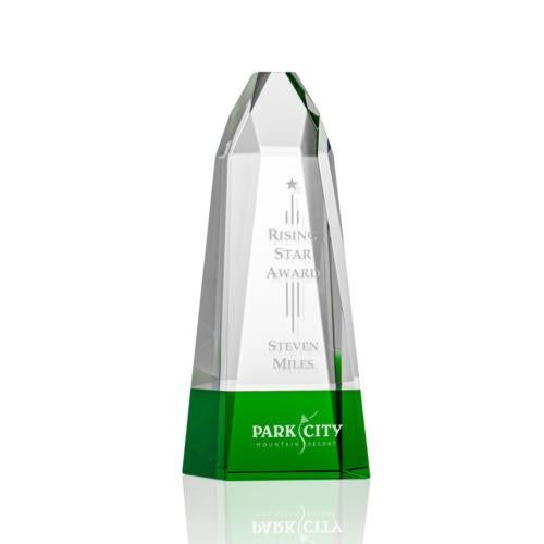 Awards and Plaques - Crystal Trophies - Billings Green Obelisk Crystal Trophy