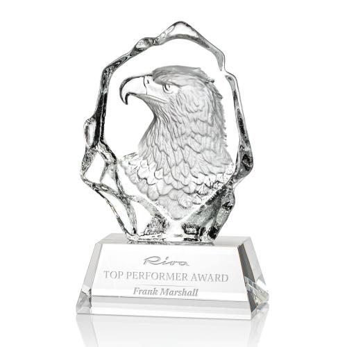 Awards and Plaques - Crystal Trophies - Reece Eagle Head Animals Crystal Trophy