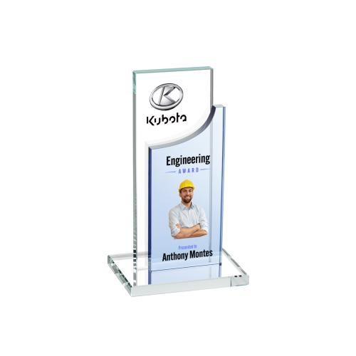 Awards and Plaques - Crystal Trophies - Tuttle Full Color Sky Blue Rectangle Crystal Trophy