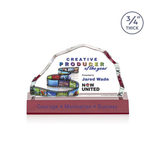 Awards and Plaques - Crystal Trophies - Pierre Full Color Red Crystal Trophy