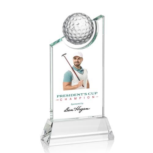 Awards and Plaques - Crystal Trophies - Vaughn Golf Full Color Peaks Crystal Trophy