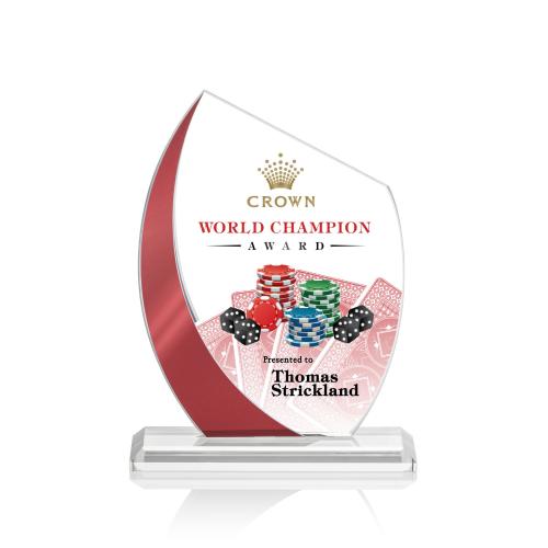 Awards and Plaques - Crystal Trophies - Sneed Full Color Red Peaks Crystal Trophy