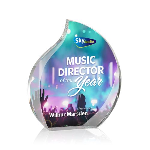 Awards and Plaques - Crystal Trophies - Butcher Full Color Flame Crystal Trophy