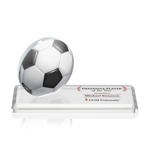 Awards and Plaques - Crystal Trophies - Hutchison Full Color Soccer Circle Wood Trophy