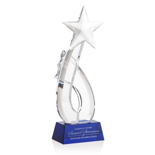 Awards and Plaques - Crystal Trophies - Stover Shooting Star Blue Crystal Trophy