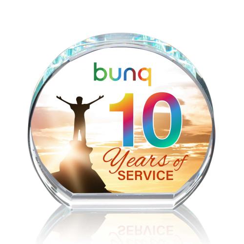 Awards and Plaques - Crystal Trophies - Garcia Full Color Circle Crystal Trophy