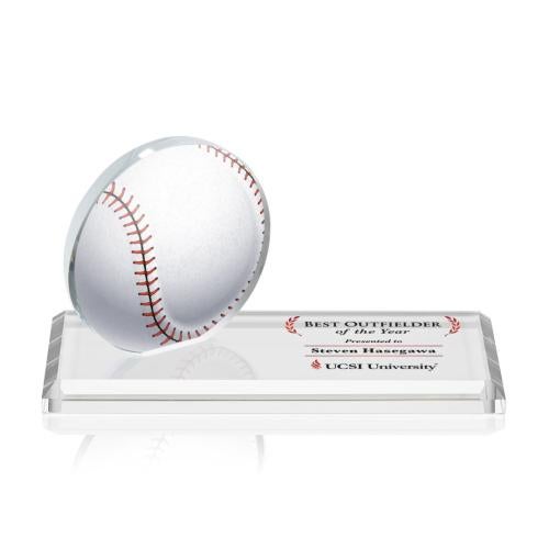 Awards and Plaques - Crystal Trophies - Hutchison Full Color Baseball Circle Wood Trophy
