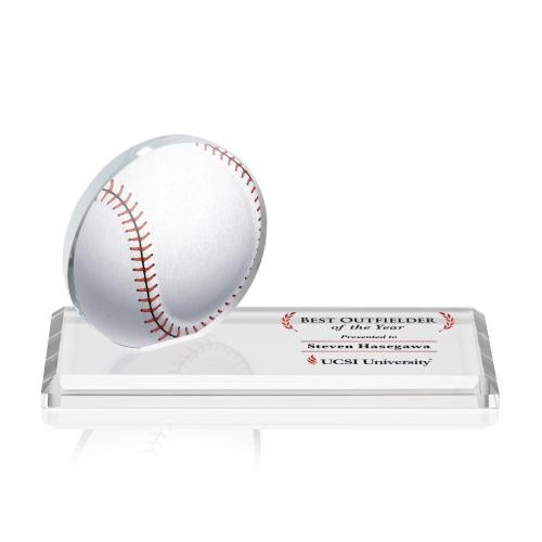 Awards and Plaques - Crystal Trophies - Hutchison Full Color Baseball Circle Wood Trophy
