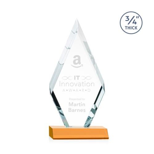 Awards and Plaques - Crystal Trophies - Richmond Amber Diamond Crystal Trophy