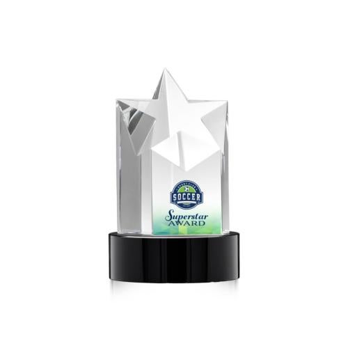 Awards and Plaques - Crystal Trophies - Weber Full Color on Lockwood Base Black Crystal Trophy