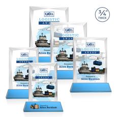 Cassidy Full Color on Helton Base Sky Blue Rectangle Crystal Trophy - Custom Trophies