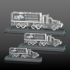 Crystal 18 Wheeler on Base 3D - Clear - Crystal Trophies