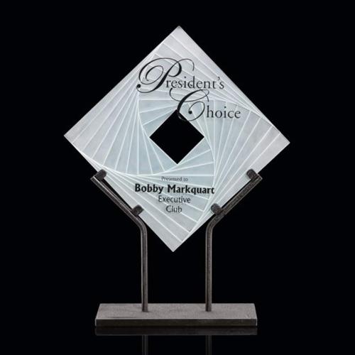 Awards and Plaques - Crystal Trophies - Polanco Crystal on Black Trophy