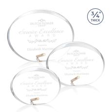 Quezada Oval Gold Circle Acrylic Trophy - Employee Awards