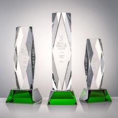 President on Base Green Crystal Trophy - Crystal Trophies