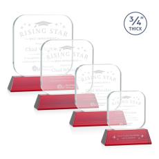 Employee Gifts - App on Helton Red Square / Cube Crystal Trophy