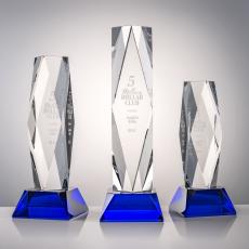 President on Base Blue Crystal Trophy - Crystal Trophies