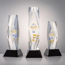 President Full Color on Base Black Towers Crystal Trophy - Crystal Trophies