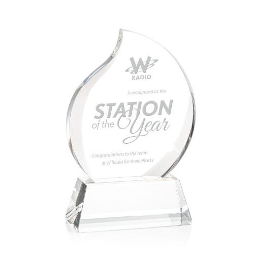 Awards and Plaques - Crystal Trophies - Butcher Flame on Base Crystal Trophy