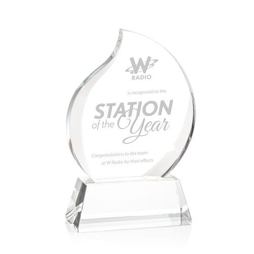 Awards and Plaques - Crystal Trophies - Butcher Flame on Base Crystal Trophy