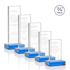 Barlow Sky Blue Rectangle Crystal Trophy - Crystal Trophies