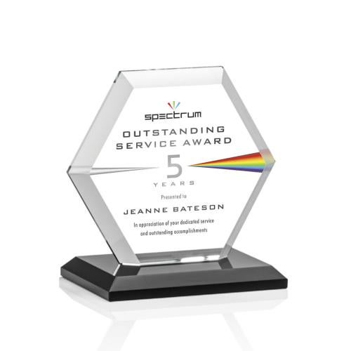 Awards and Plaques - Santos Full Color Black Polygon Crystal Trophy