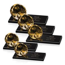 Employee Gifts - Diamond on Black Amber Crystal Trophy