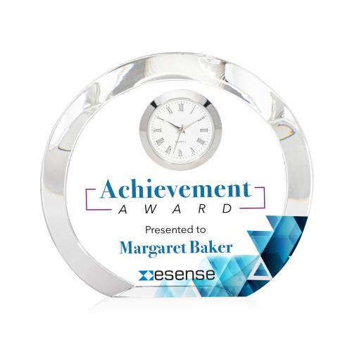 Awards and Plaques - Crystal Trophies - Crystal Clocks - Crews Full Color Clock