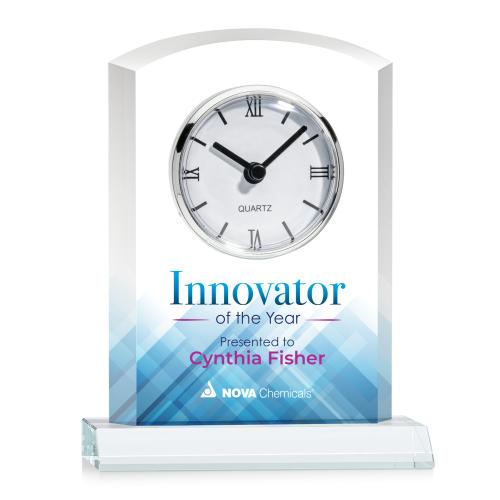Awards and Plaques - Crystal Trophies - Crystal Clocks - Cahill Full Color Clock