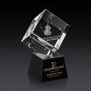 Klein 3D on Small Base Black Square / Cube Crystal Trophy
