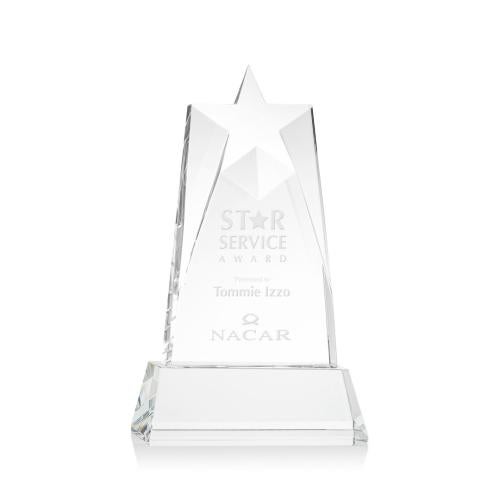Awards and Plaques - Crystal Trophies - Hutchins Star on Base - Clear