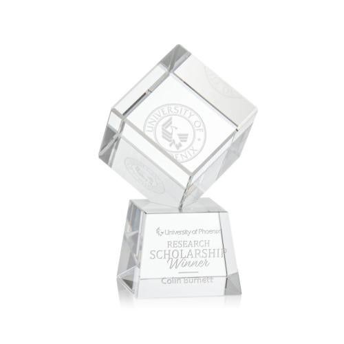 Awards and Plaques - Crystal Trophies - Klein on Small Base Clear Square / Cube Crystal Trophy