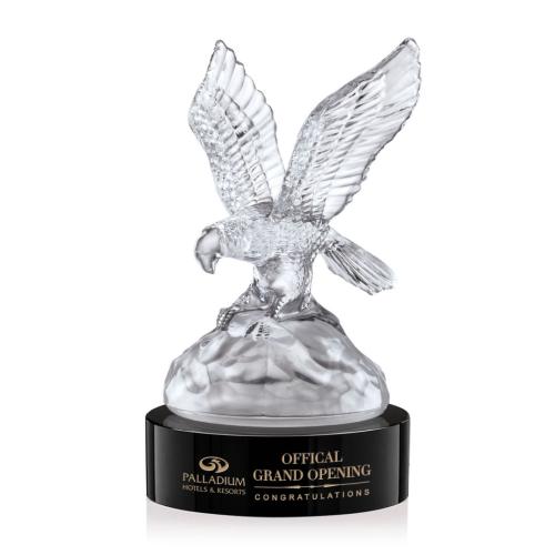 Awards and Plaques - Crystal Trophies - Crain Eagle on Black Base