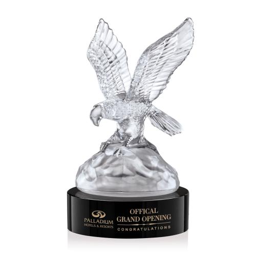 Awards and Plaques - Crystal Trophies - Crain Eagle on Black Base