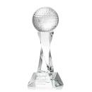 Golf Ball on Spirale Spire Base Clear Globe Crystal Trophy