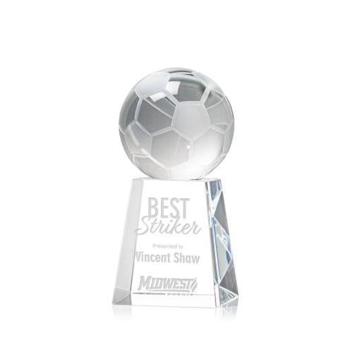 Awards and Plaques - Soccer Ball Globe on Medium Base Crystal Trophy