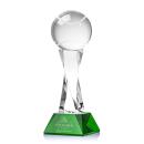 Tennis Ball on Spirale Spire Base Green Globe Crystal Trophy