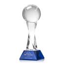 Baseball on Spirale Spire Base Blue Globe Crystal Trophy