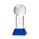 Baseball on Tower Base Blue Globe Crystal Trophy