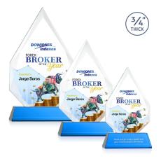 Archer Full Color on Helton Sky Blue Peaks Crystal Trophy - Custom Trophies