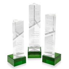 Groves on Plated Base Green Towers Crystal Trophy - Crystal Trophies