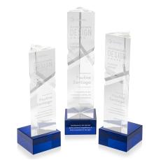 Groves on Plated Base Blue Towers Crystal Trophy - Crystal Trophies
